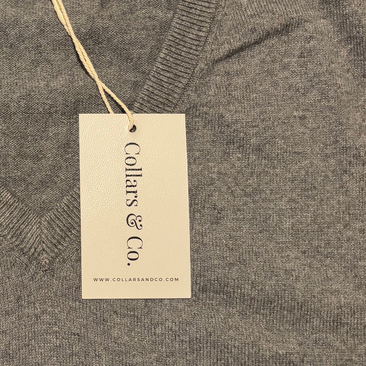 Collars & Co Men's Golf Sweater Luxury Touch V-Neck Grey Size XXL