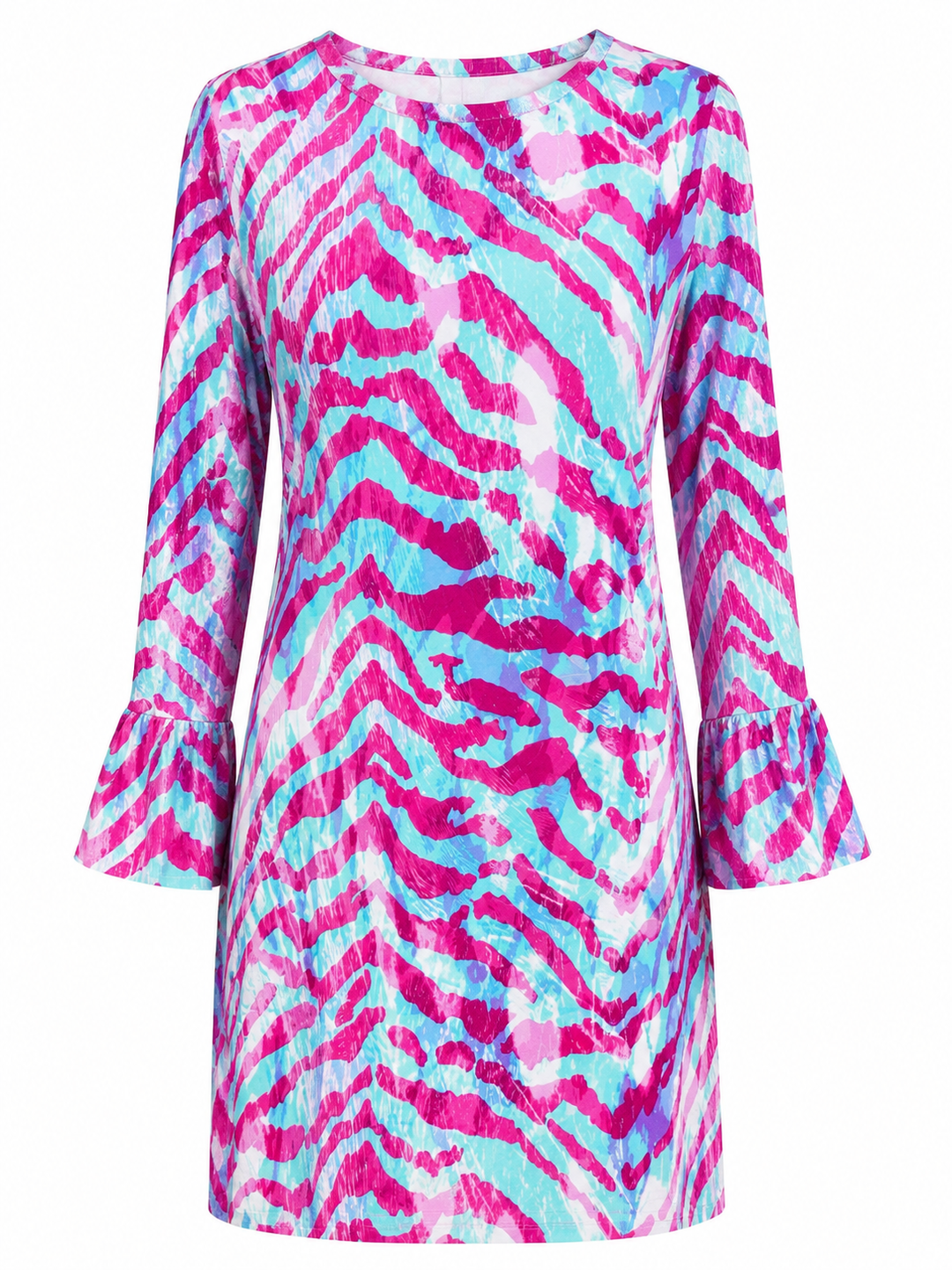 IBKUL Pink Zebra Bell Sleeve Dress - Small - Skorzie