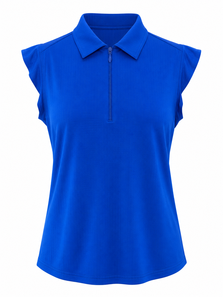 IBKUL Womens Riley Sleeveless Zip Polo - Blue