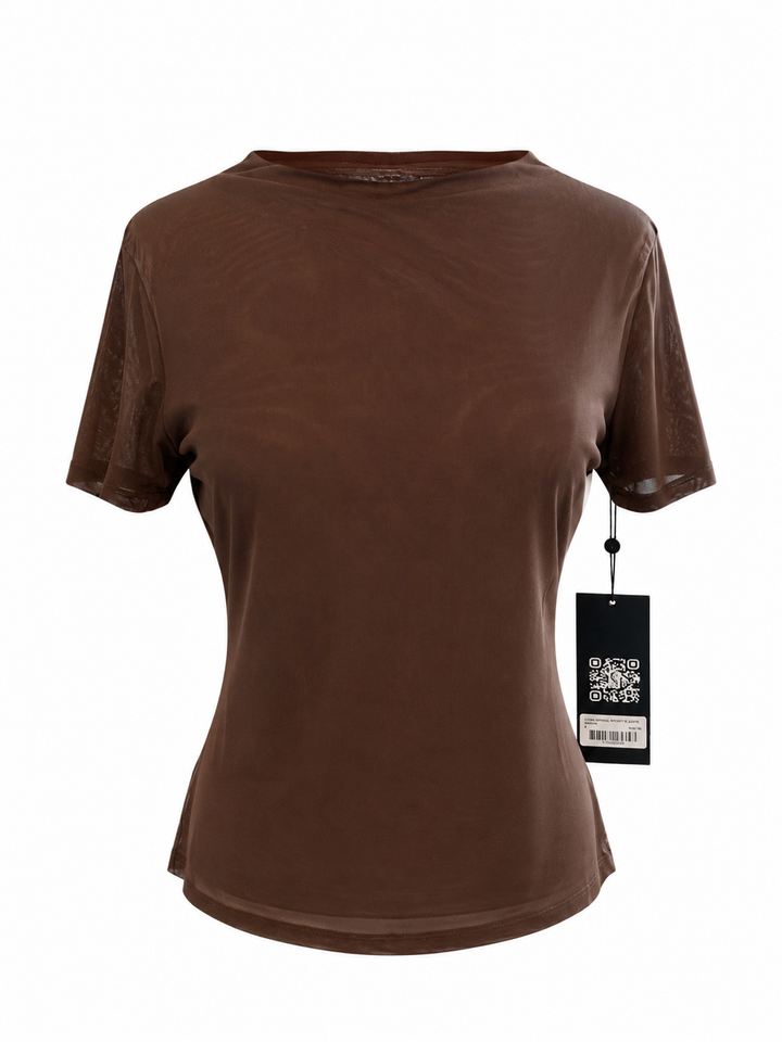 A. Putnam Luxe Opaque Short Sleeve Top - Umber