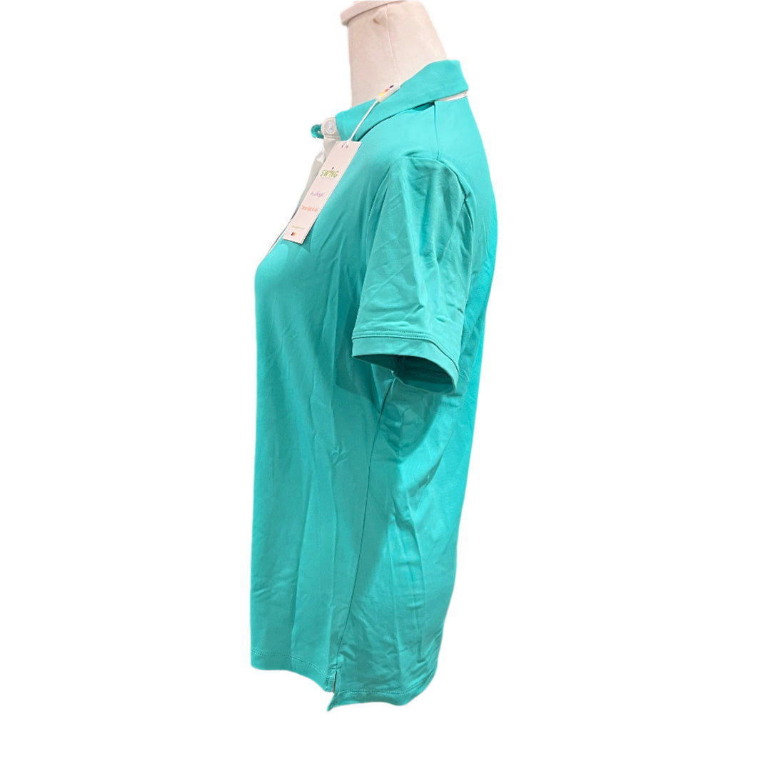 Swing Control Button Up Velocity Polo - Turquoise - Small - Skorzie