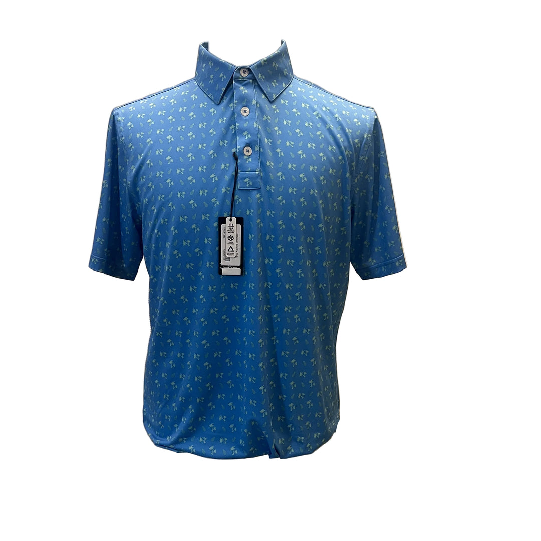 Straight Down Palm Coconut Polo (w/ logo) - Blue - Small - Skorzie