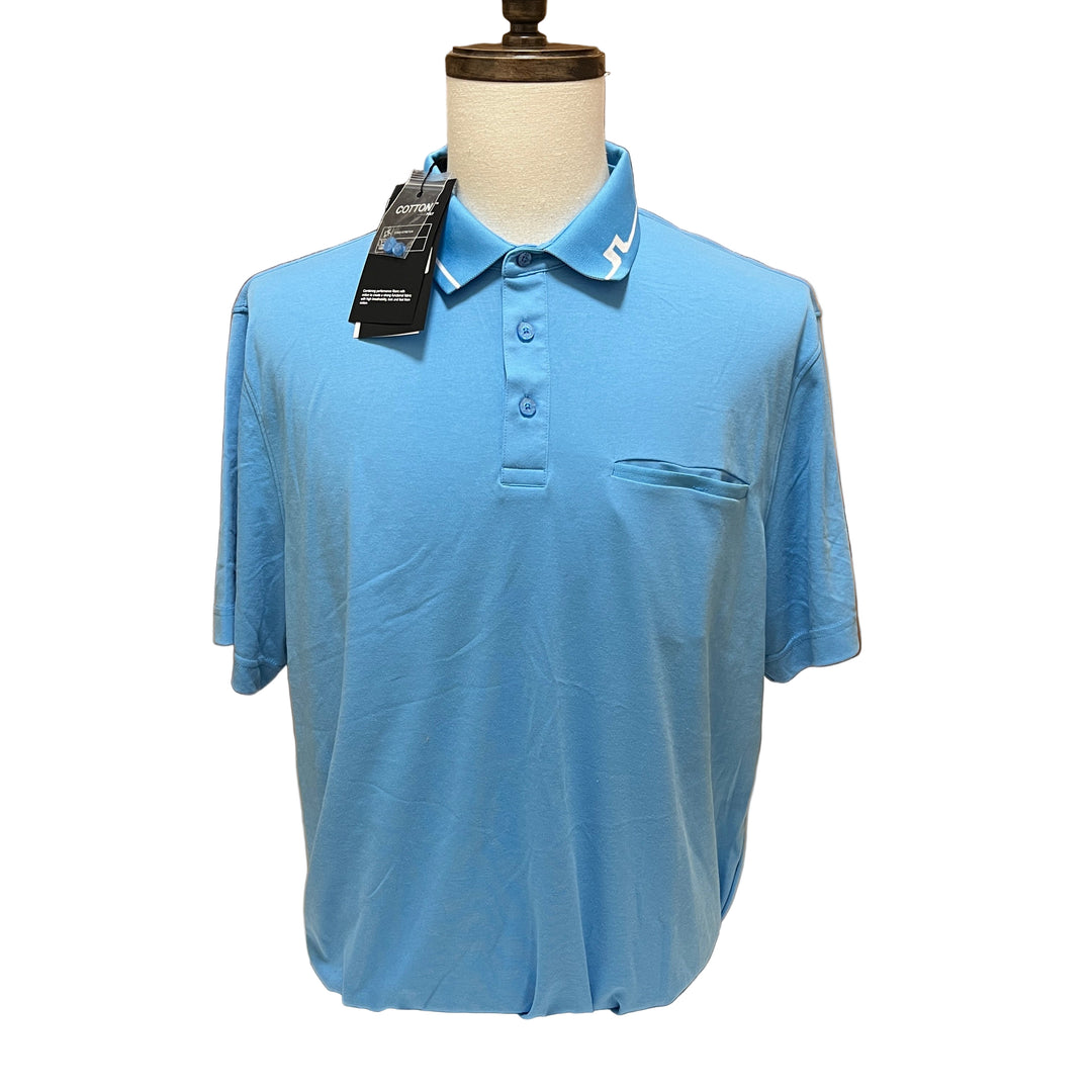 J.Lindeberg Bill American Fit Polo (w/ logo) - Ocean Blue - X-Large - Skorzie