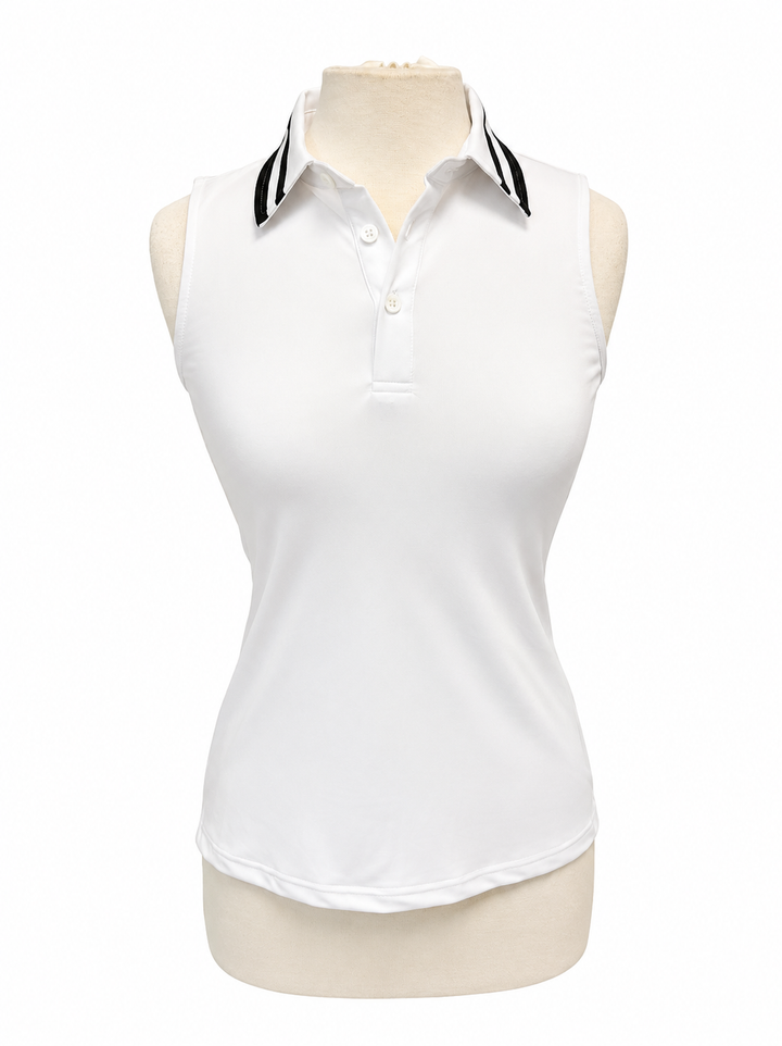 Smith & Quinn Alice Sleeveless Polo - White/Black - XS