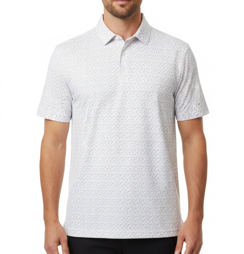 Straight Down Men's Golf Polo Pink Flamingo Seashell Size L