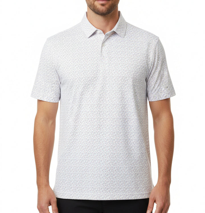 Straight Down Men's Golf Polo Pink Flamingo Seashell Size L