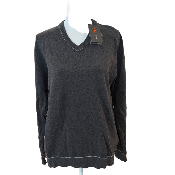 KJUS Women's Kicki V-Neck Pullover (w/logo) - Charcoal Grey - Skorzie