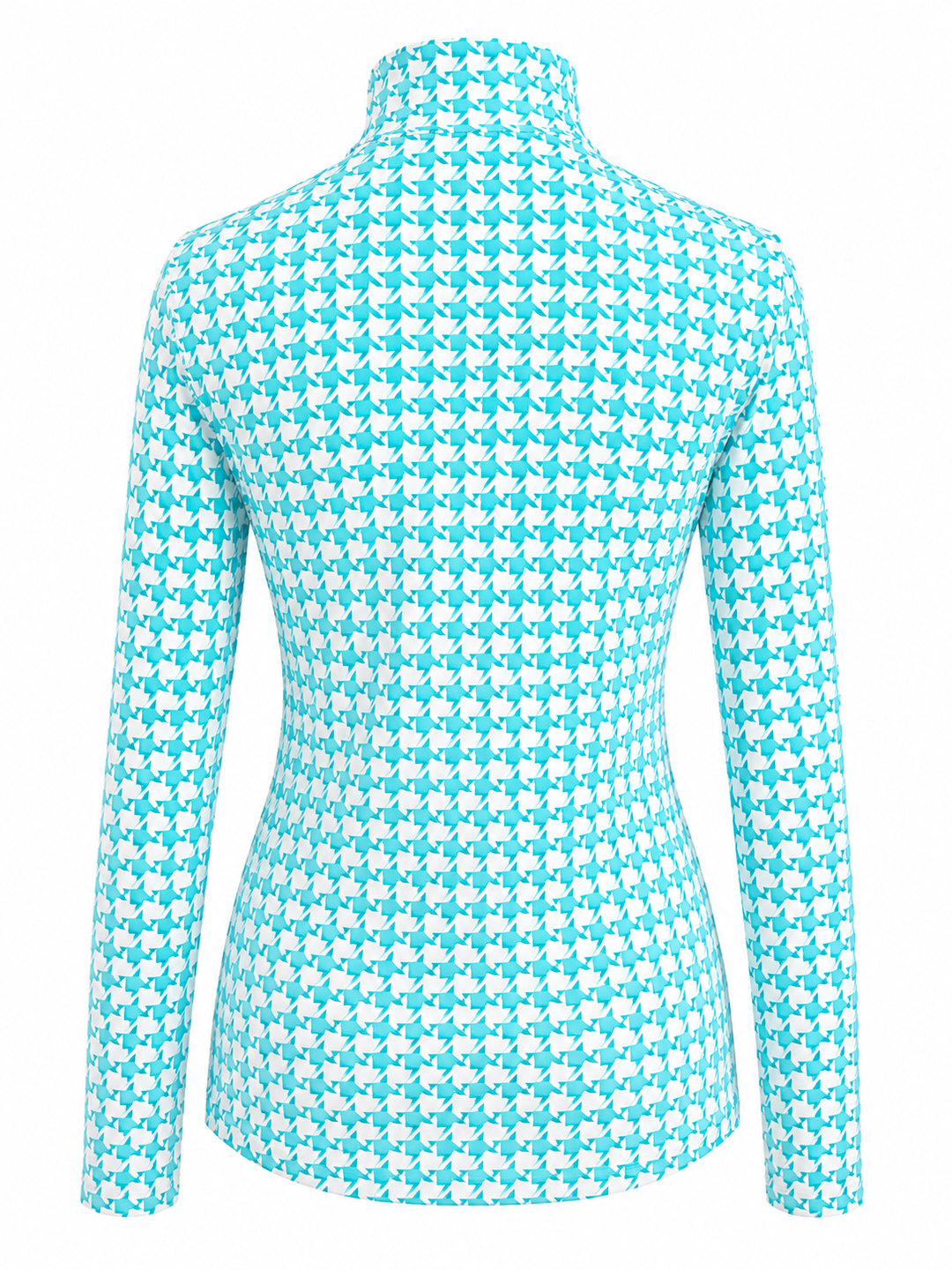 G-Lifestyle Long Sleeve Quarter Zip - Turquoise Houndstooth - Small