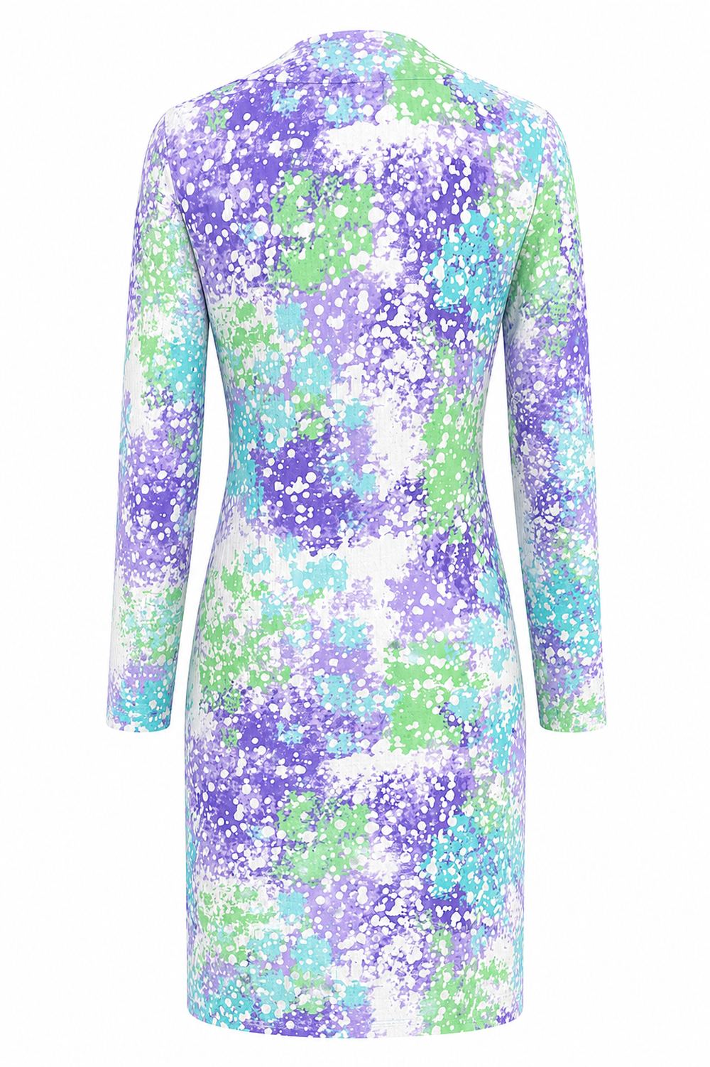 IBKUL Long Sleeve Purple Splatter Zip Dress - Small - Skorzie