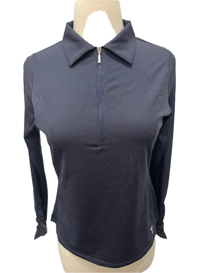 Golftini Long Sleeve Zip Polo - Navy - Small - Skorzie