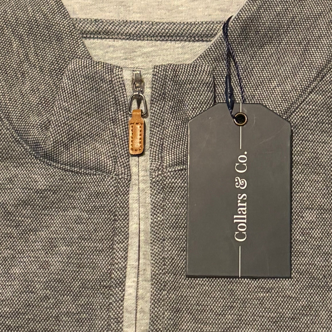 Collars & Co Men's Cotton Blend Quarter Zip Heather Black Size L