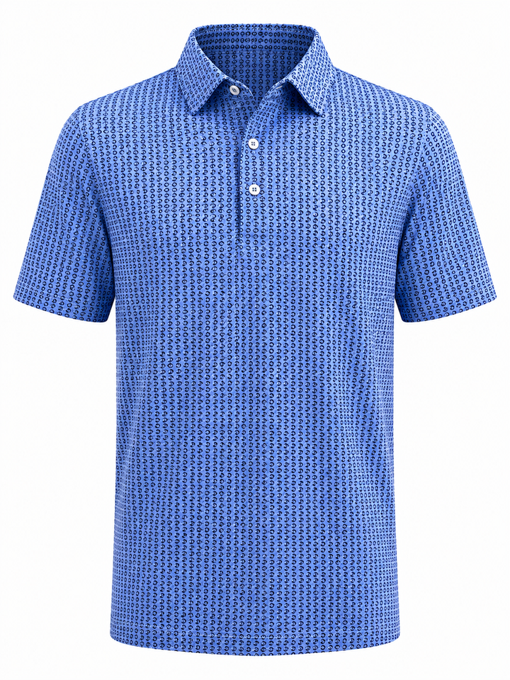Bobby Jones North Shore Print Jersey Polo - Classic Blue - Large
