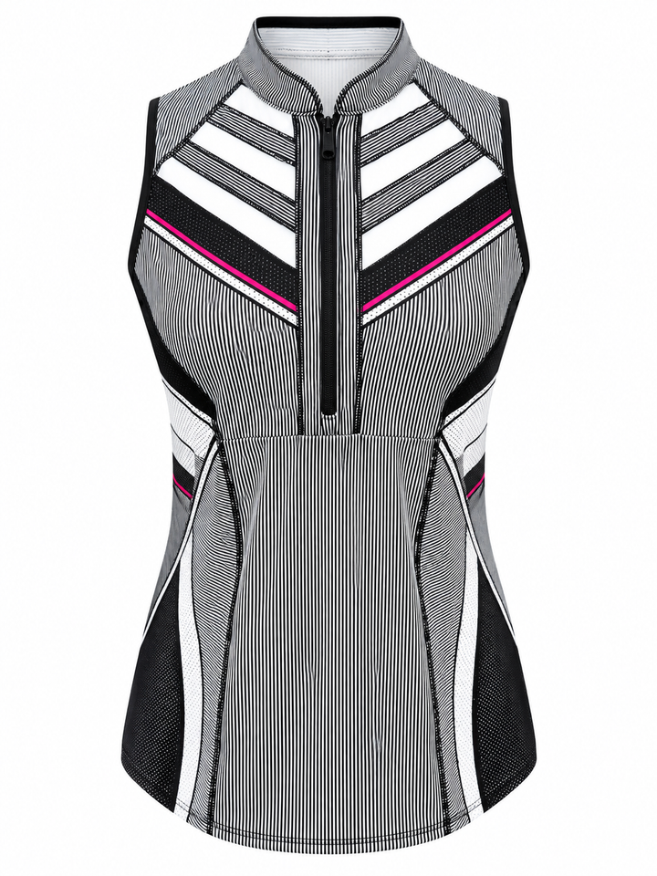 Lucky In Love Kinetic Energy Zip Top - White/Black
