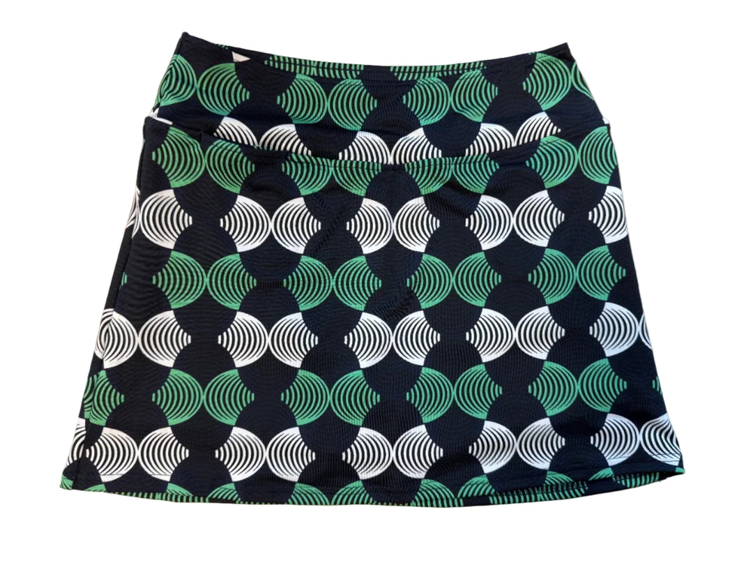 Golftini Whirlwind Golf Skort 15"- Green/Navy/White - Small
