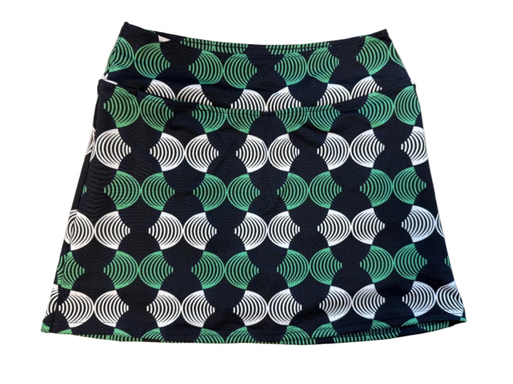 Golftini Whirlwind Golf Skort 15"- Green/Navy/White - Small