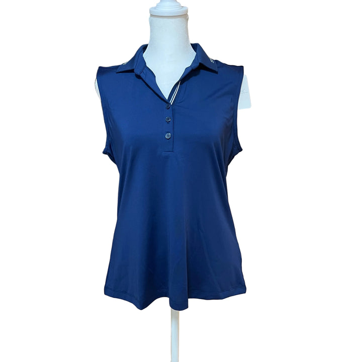 Greg Norman Rally Tipped Sleeveless Polo - Marina - Medium - Skorzie