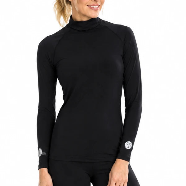 SParms Women's Sun Protection Top High Neck UPF 50+ Black Size L