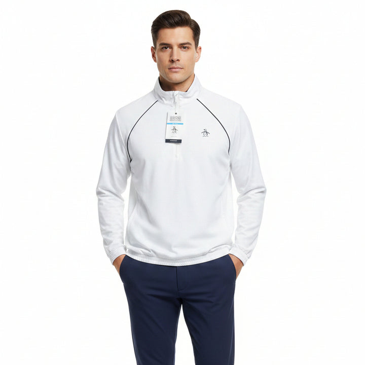 Original Penguin Men's Tennis Quarter Zip Perforated White Size M