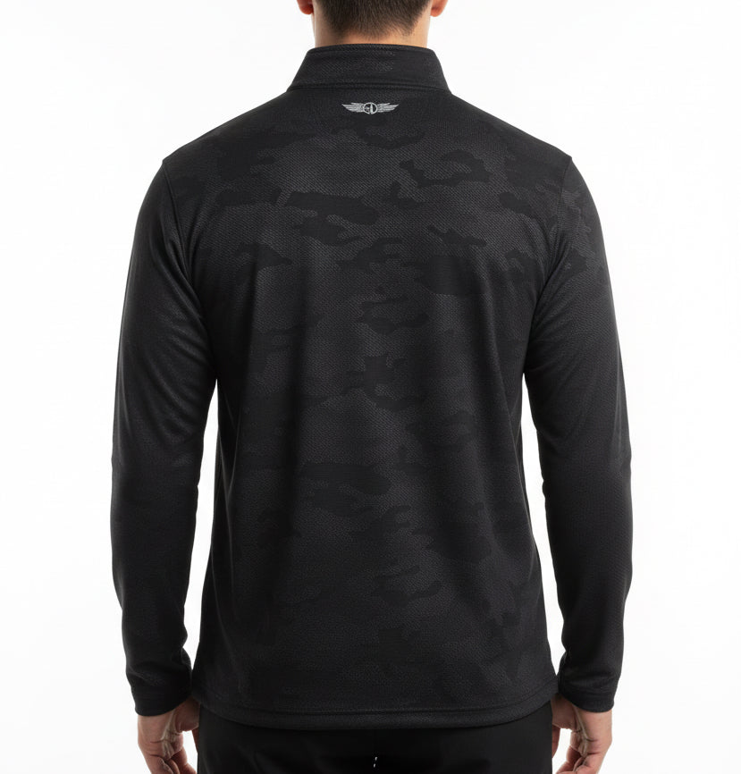 Straight Down Men's Golf Quarter Zip Sherman Black Size L