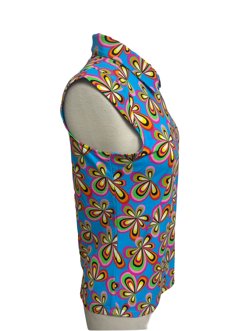 IBKUL Flower Print Sleeveless Polo- Small - Skorzie