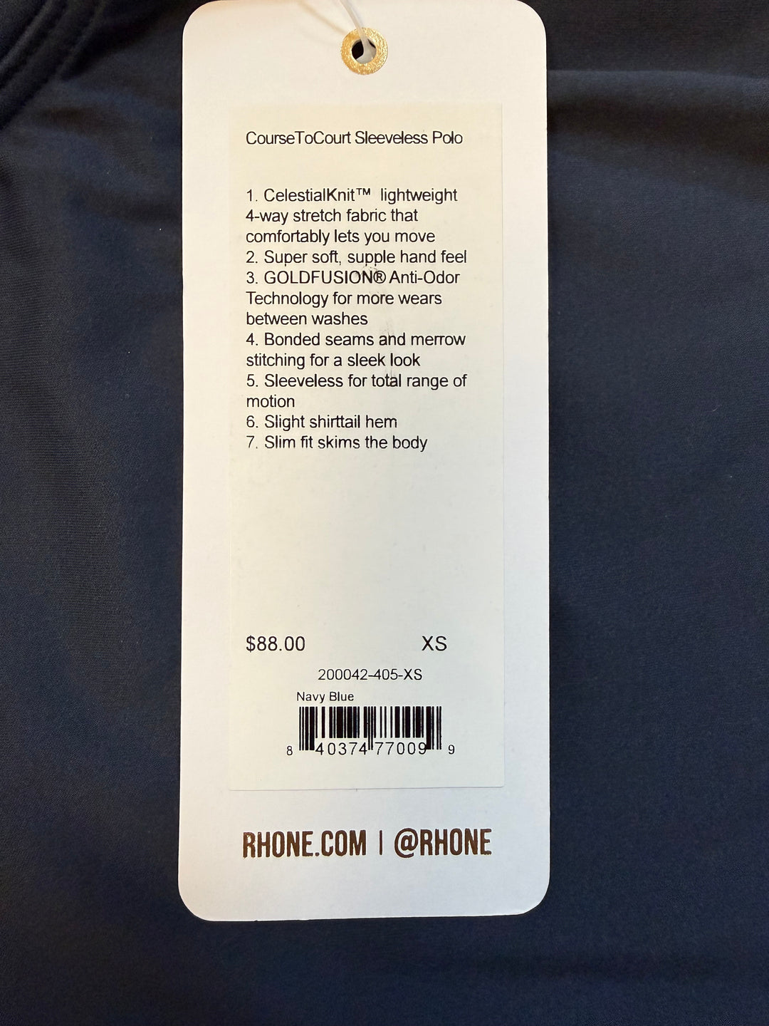Rhone Course to Court Sleeveless Polo - Navy - XS