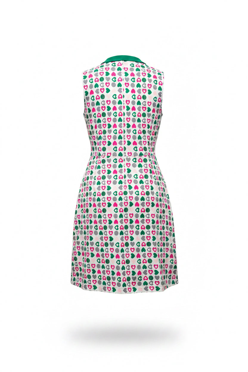 Swing Control Sleeveless Velocity Dress - Green Hearts - Small - Skorzie