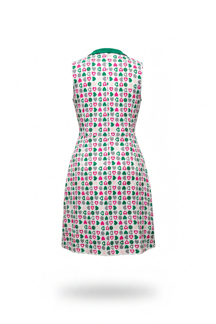 Swing Control Sleeveless Velocity Dress - Green Hearts - Small - Skorzie