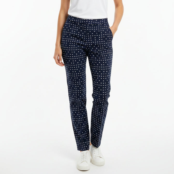 Kinona Women's Golf Pant 26" Navy/White Polka Dot Size L