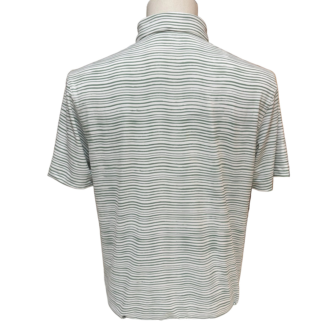 Matte Grey Stripe Polo (w/ logo) - White/Fern - Small - Skorzie