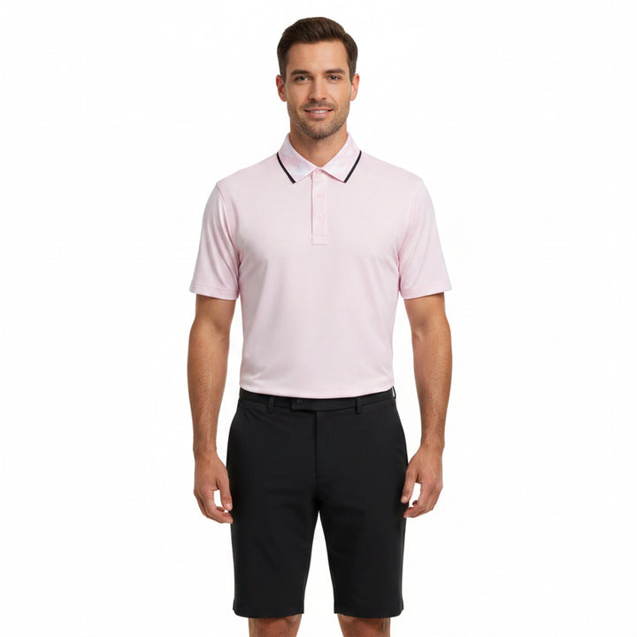 G/FORE Men's Polo Camo Collar Performance Pique Blush/Snow Size M
