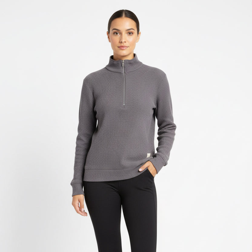 Straight Down Women's Quarter Zip Hills Grey Size M