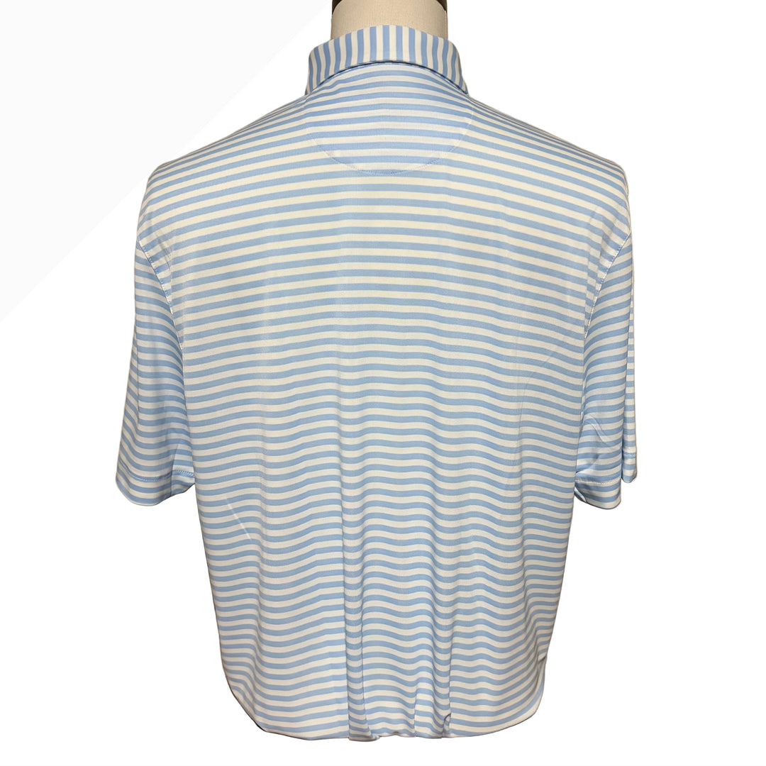 Greg Norman Recycled Microlux Stripe Polo - Blue Haze/White - Large - Skorzie