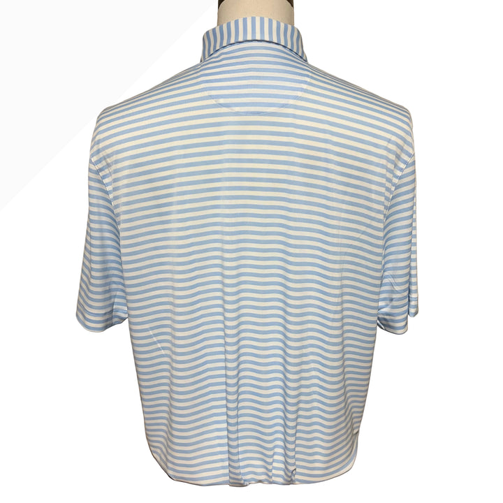 Greg Norman Recycled Microlux Stripe Polo - Blue Haze/White - Large - Skorzie