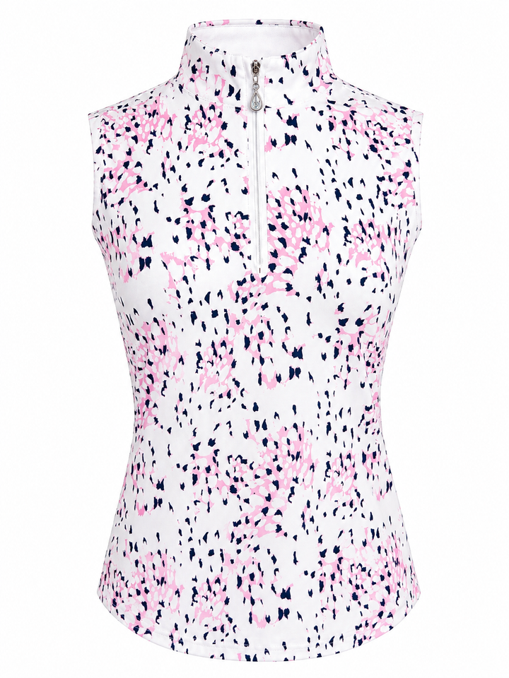 SanSoleil Womens Sleeveless Zip Top - Pink Coral - Small
