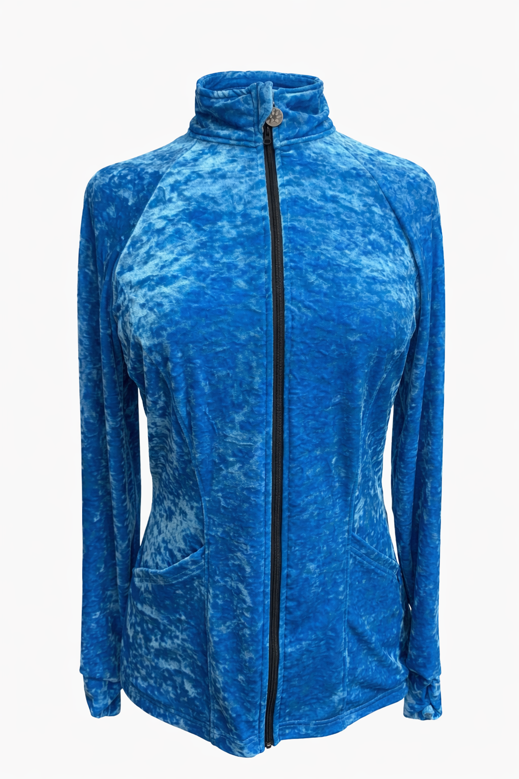 Tzu Tzu Sasha Crushed Velvet Jacket - Ocean - Skorzie
