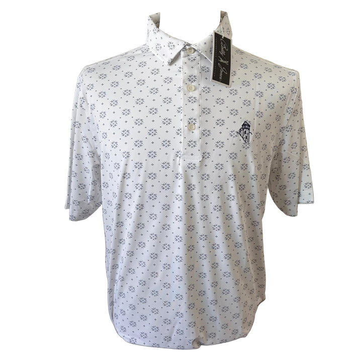 Bobby Jones Performance Jersey Floral Print Polo (w/ logo) - White - Skorzie