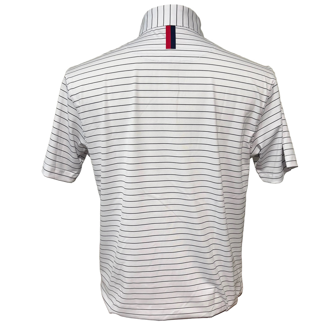 Rhoback Captain Stripe Performance Polo (w/logo) - White/Navy - Small - Skorzie