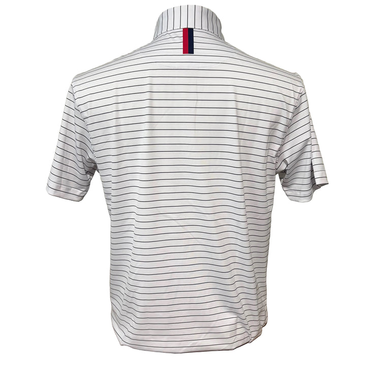 Rhoback Captain Stripe Performance Polo (w/logo) - White/Navy - Small - Skorzie