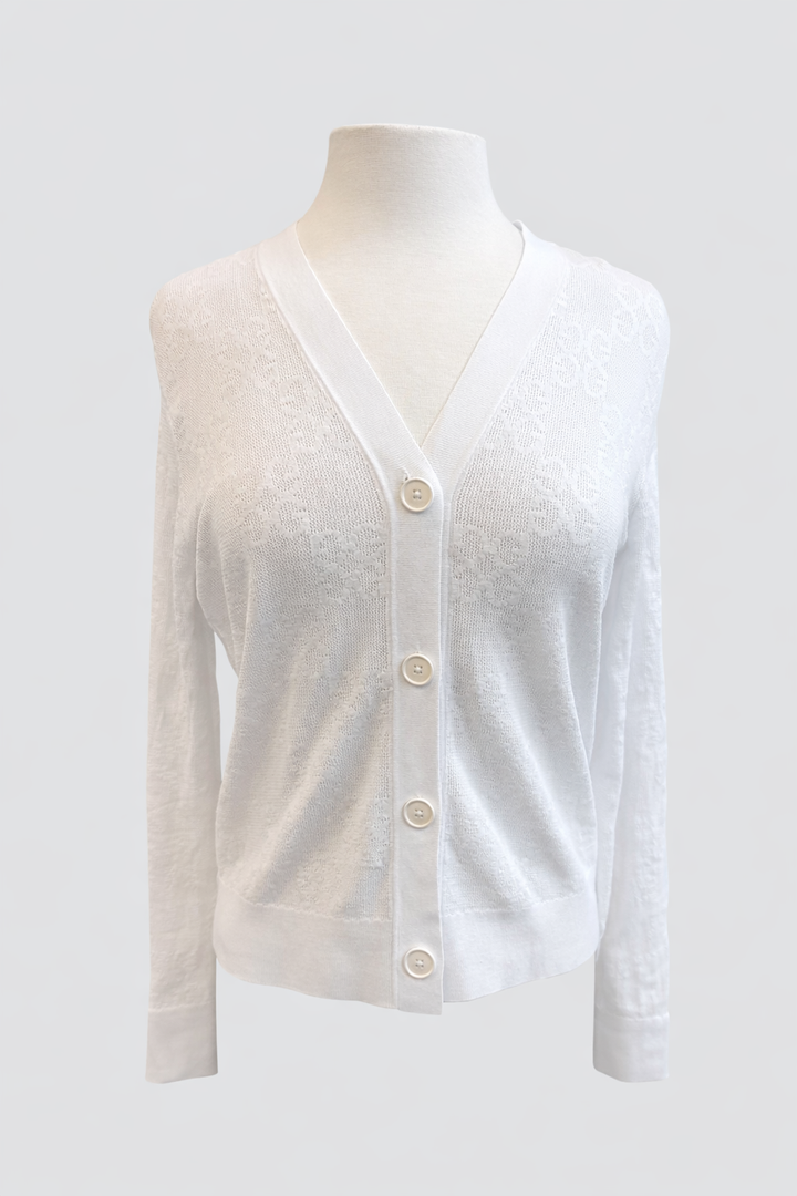 G/FORE Logo Knit Sweater Cardigan - White - Small