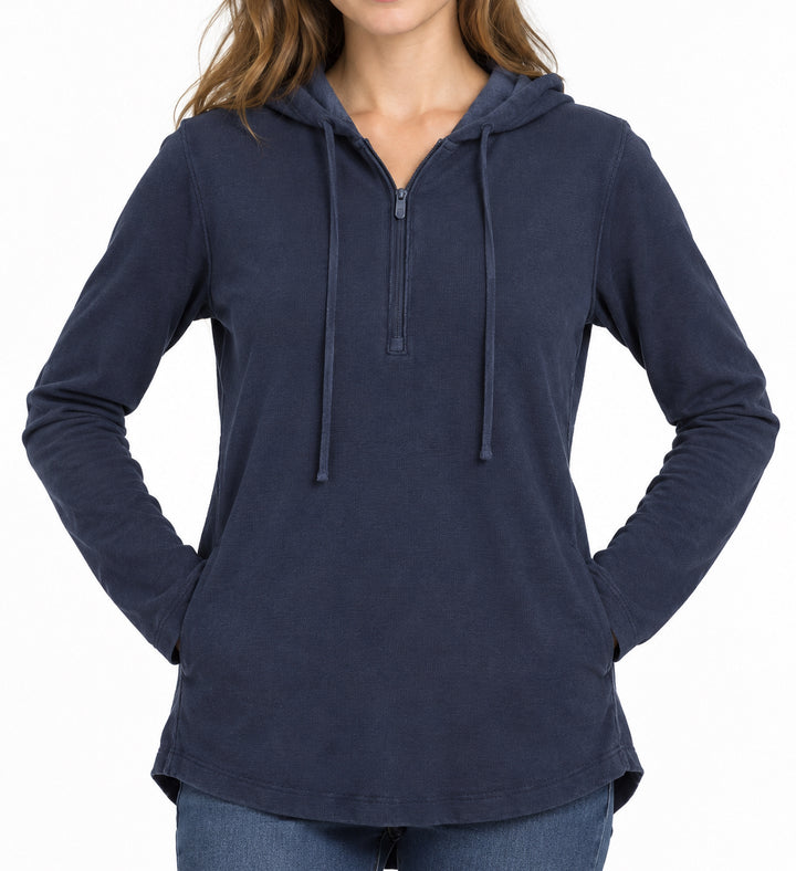 Straight Down Women's Golf Hoodie Thyme Quarter Zip New Indigo Size XS