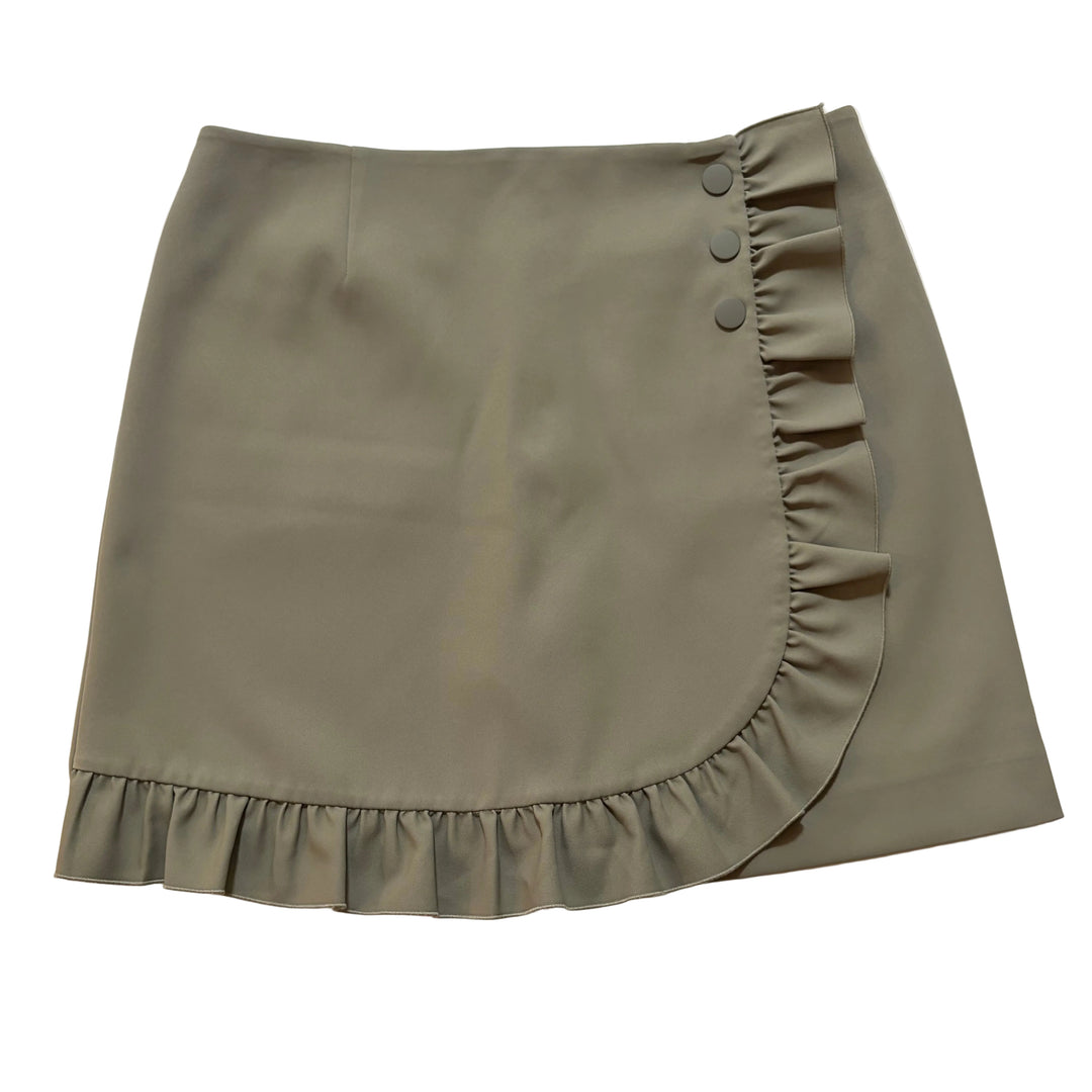 Tory Burch Tech Twill Ruffle Skort (16.5") - Olive - 6 - Skorzie