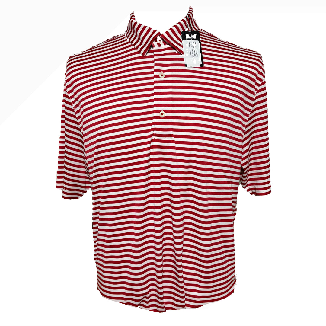 Greg Norman Recycled Microlux Stripe Polo - British Red/White - Large - Skorzie