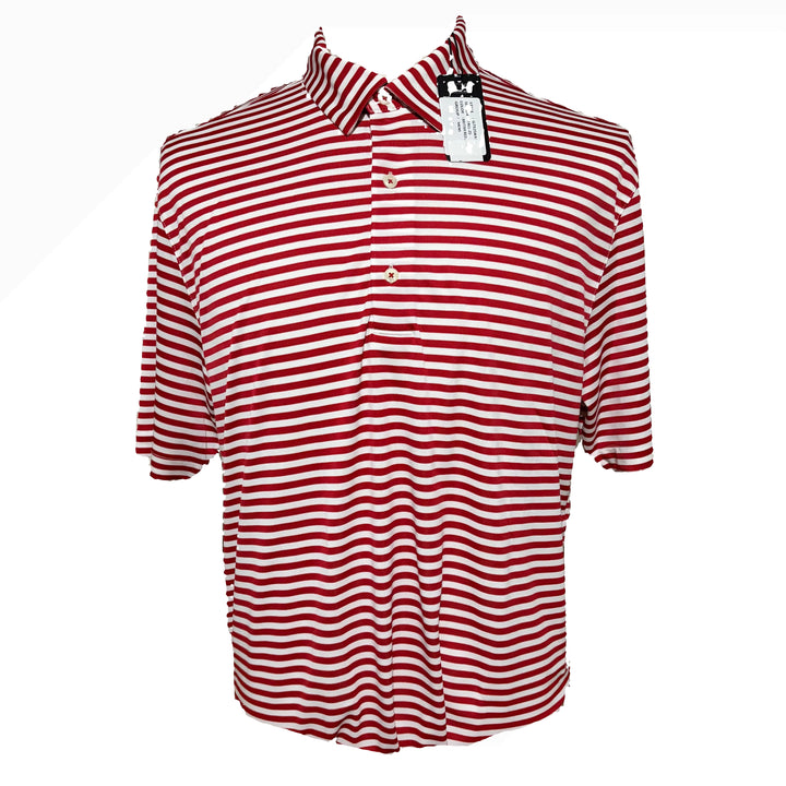 Greg Norman Recycled Microlux Stripe Polo - British Red/White - Large - Skorzie