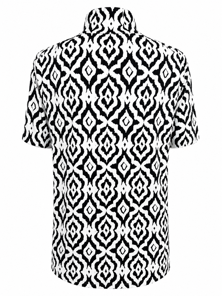 IBKUL Hollie Short Sleeve Zip Mock - Black/White