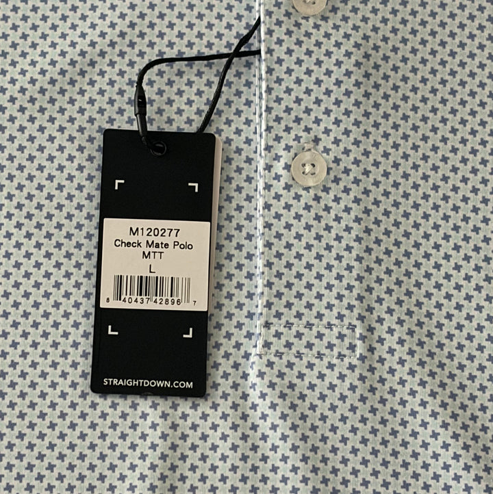 Straight Down Men's Golf Polo Check Mate Mint Size L