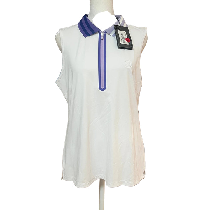 G/FORE Contrast Tech Pique Sleeveless Polo - Snow - Large - Skorzie