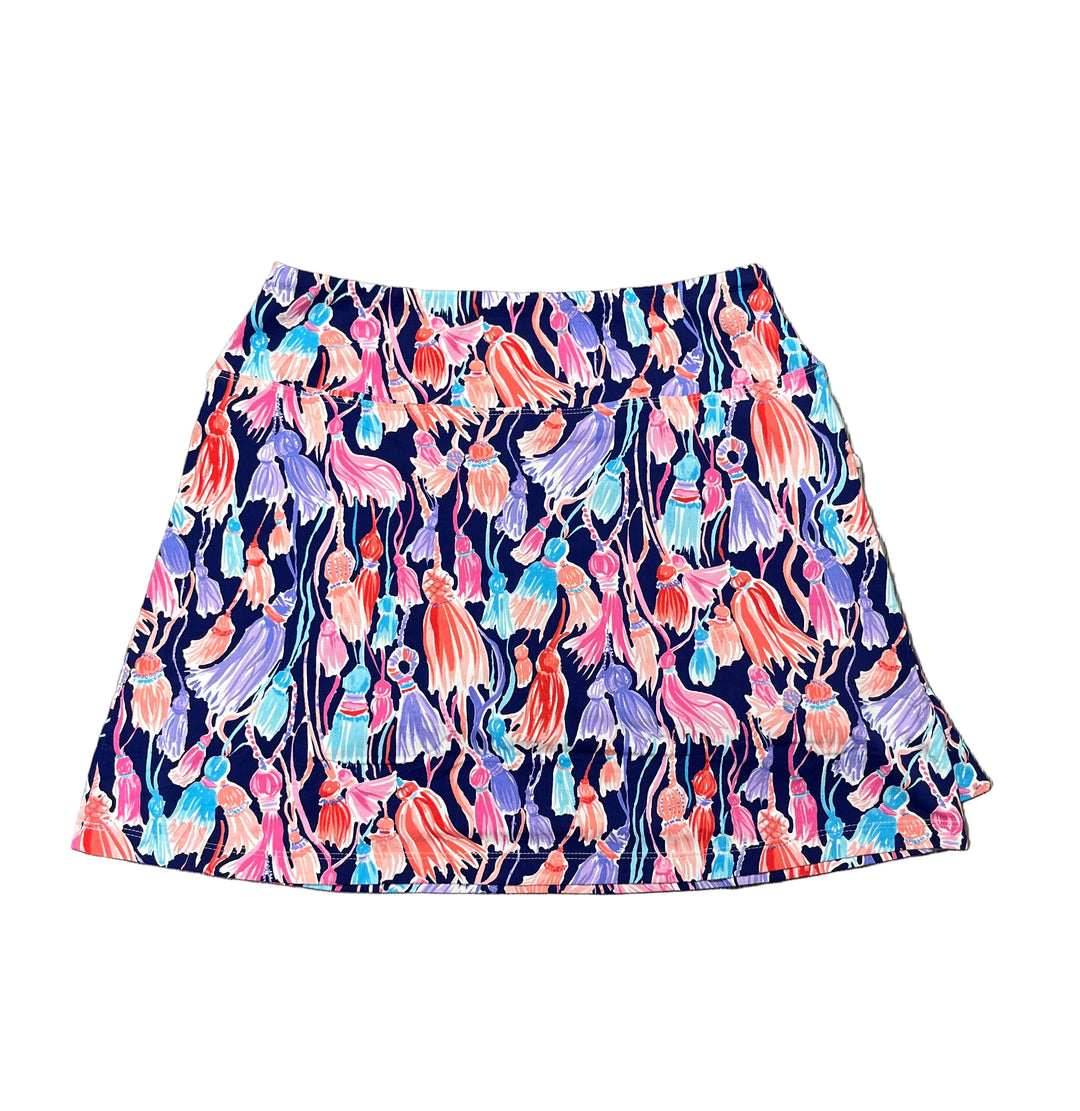 IBKUL Adela Navy Print Layered Skort 15" - Skorzie