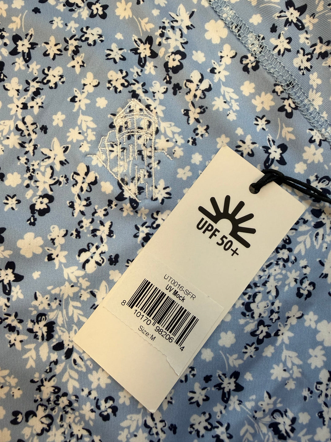 Jofit Long Sleeve Floral Quarter Zip (w/ logo) - Blue