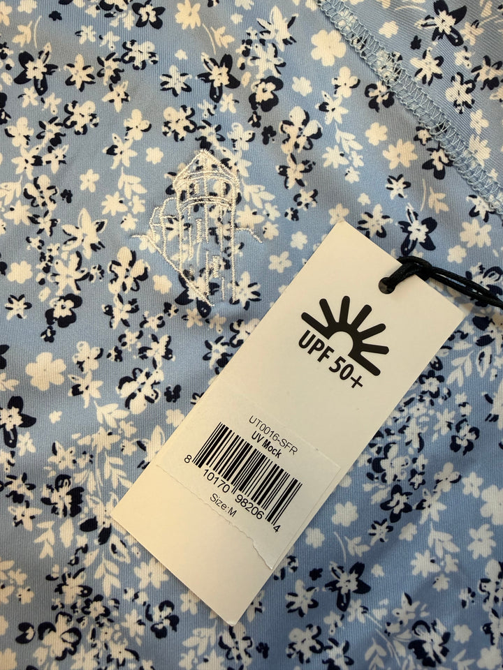 Jofit Long Sleeve Floral Quarter Zip (w/ logo) - Blue