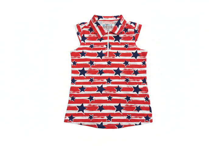 IBKUL Women's Sleeveless Zip Polo - Americana